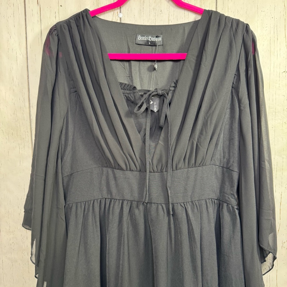 Scarlett Darkness Black Gothic Maxi Dress Witchy Dark Academia Whimsigoth Soft - Picture 10 of 16
